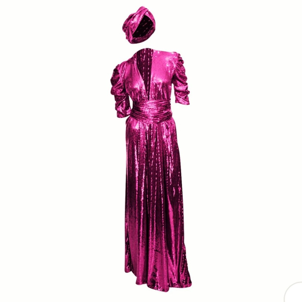 Julia Clancey Olivia Palazzo Sequin Jumpsuit with Turban